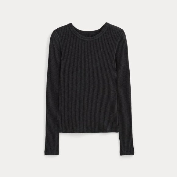 Everlane Cozy Rib Long-Sleeve Tee - size XS Black - Picture 6 of 13